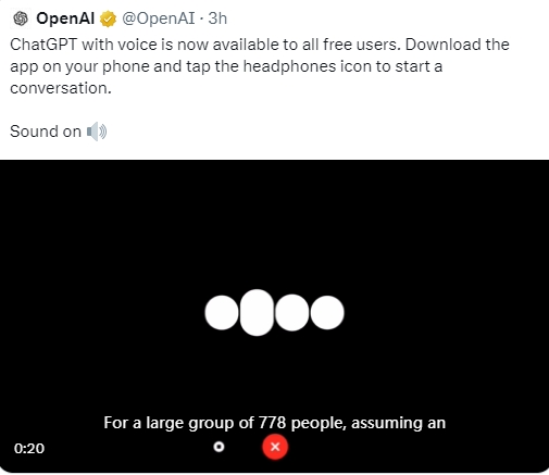 OpenAI发布ChatGPT Voice功能，面向全球用户免费开放