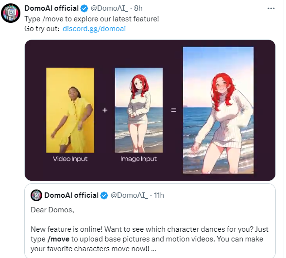 Domo AI上线新功能 只需一张照片和视频即可让人物动起来