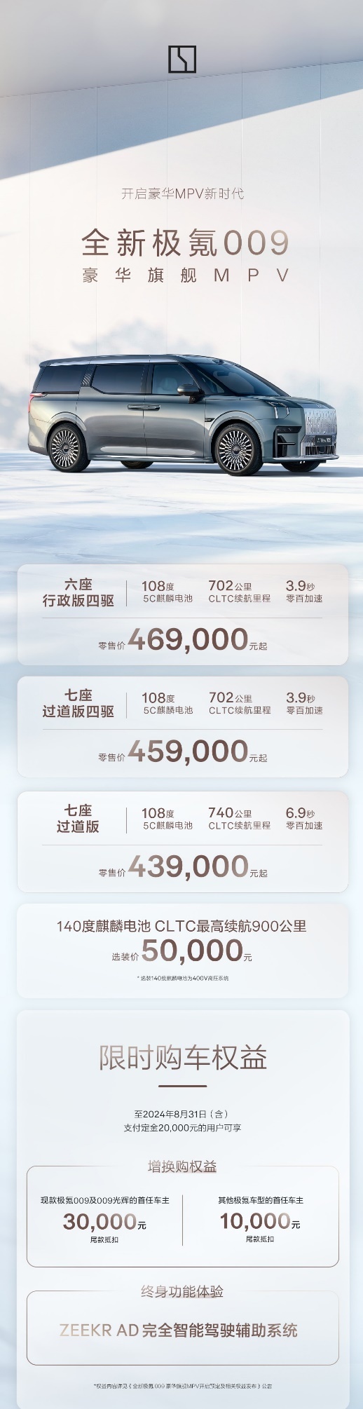 首台豪华MPV，超值起售价！全新极氪009，开启MPV豪华新时代