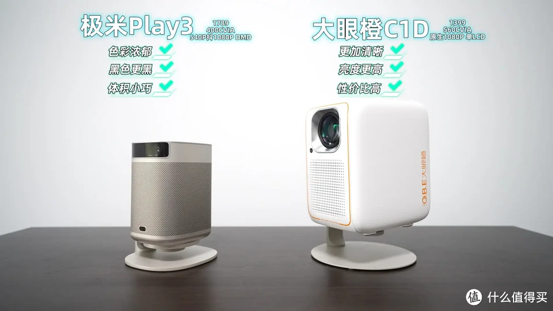 大眼橙C1D对极米Play3，最细节的画质对比，逐帧说明，原理解析。