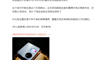 爆料称华为P50 Pocket New还有高配版 用上骁龙8+